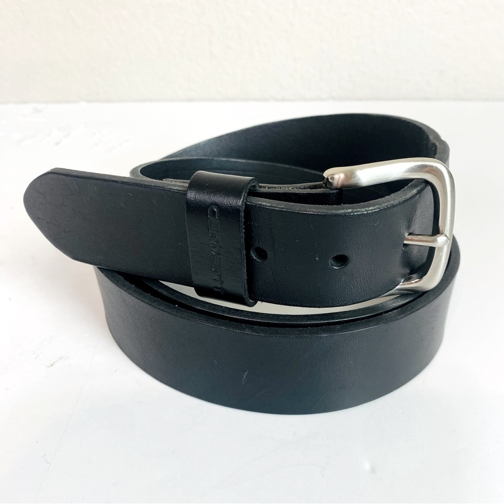 Carhartt Black Leather Belt with Silver Buckle